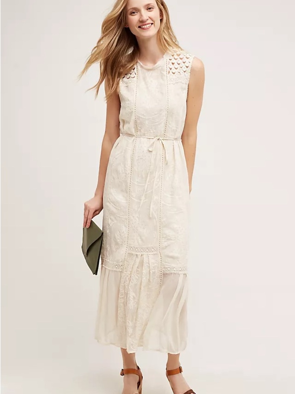 Tiny Marguerite Crochet Lace Gauze Midi Dress from Anthropologie